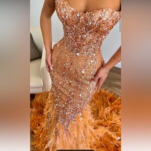 Glamorous Sequin Prom Dress in Gold
